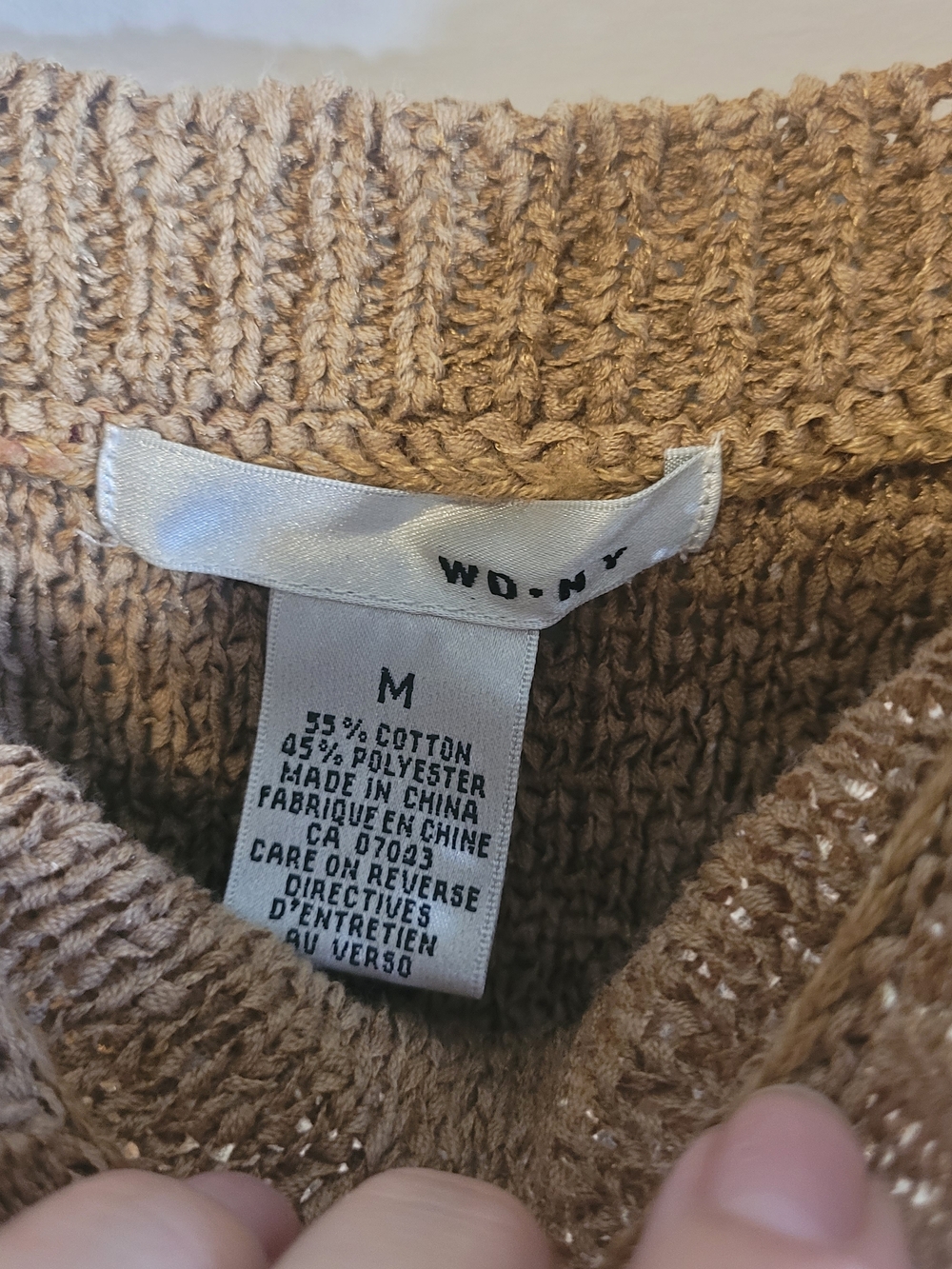 WD.NY Beige Knit Tank Top Cold Shoulder Cotton Blend Medium - Picture 7 of 7